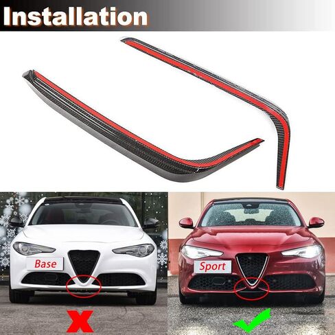 MCARCAR KIT Real Carbon Fiber Front Canards for Alfa Romeo Giulia Base Sedan 2015-2021 Fog Light Cover Splitter Canard Front Bumper Front Headlight Covers Eyelids Eyebrows in Saudi Arabia