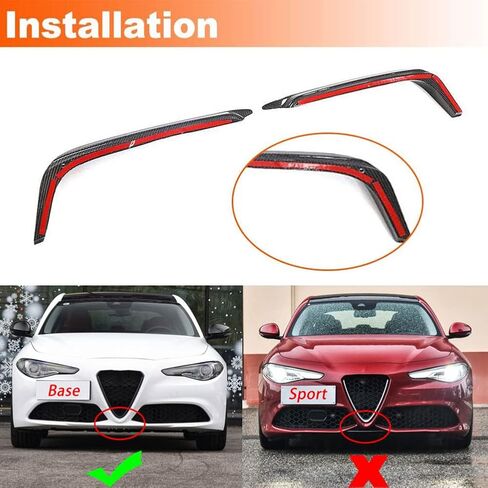 MCARCAR KIT Real Carbon Fiber Front Canards for Alfa Romeo Giulia Base Sedan 2015-2021 Fog Light Cover Splitter Canard Front Bumper Front Headlight Covers Eyelids Eyebrows in Saudi Arabia
