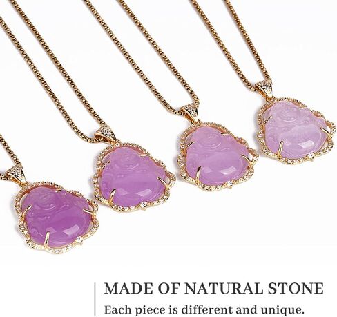 ASGIFT Laughing Buddha Necklace Jade Buddha Pendant with 18k Gold Plated Chain Lucky Buddah Neckless for Women Men in Kuwait