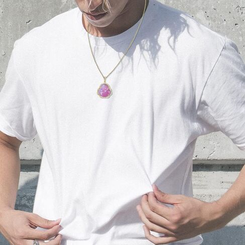 ASGIFT Laughing Buddha Necklace Jade Buddha Pendant with 18k Gold Plated Chain Lucky Buddah Neckless for Women Men in Saudi Arabia