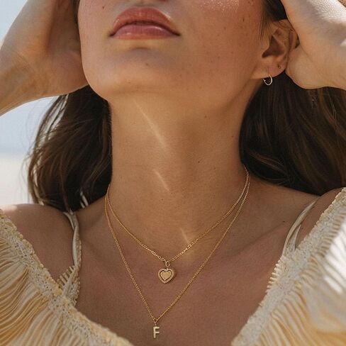 Small Letter Necklace,14K Plated Gold Dainty Initial Pendant Necklace Trendy Initial Necklaces for Women Girls in Saudi Arabia