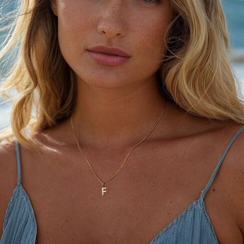 Small Letter Necklace,14K Plated Gold Dainty Initial Pendant Necklace Trendy Initial Necklaces for Women Girls in Saudi Arabia