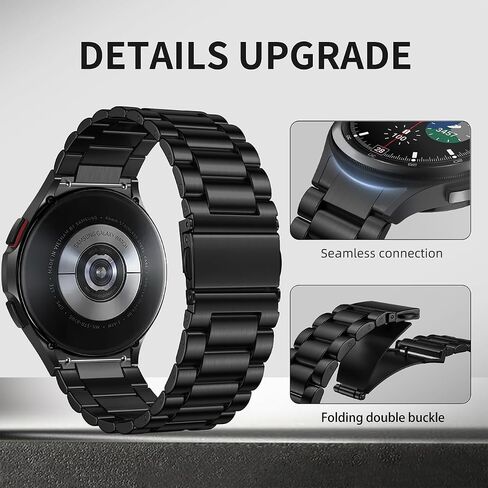 Compatible with Galaxy Watch 6 Band Classic 43mm 47mm 40mm 44mm/Samsung Galaxy Watch 4 Band Classic 40mm 44mm 42mm 46mm/Samsung Galaxy Watch 5 Band 40mm 44mm，No Gap Stainless Steel Metal Band in Saudi Arabia