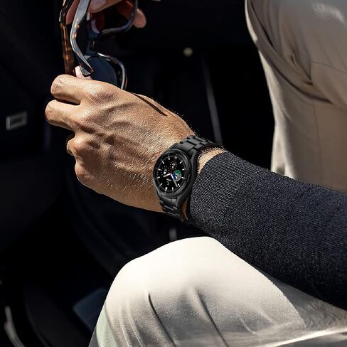 Compatible with Galaxy Watch 6 Band Classic 43mm 47mm 40mm 44mm/Samsung Galaxy Watch 4 Band Classic 40mm 44mm 42mm 46mm/Samsung Galaxy Watch 5 Band 40mm 44mm，No Gap Stainless Steel Metal Band in Saudi Arabia