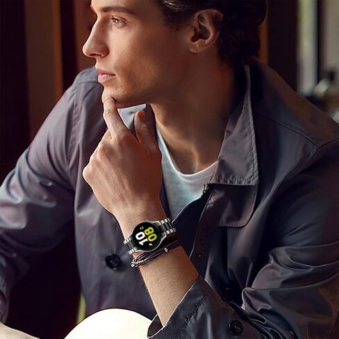 Compatible with Galaxy Watch 6 Band Classic 43mm 47mm 40mm 44mm/Samsung Galaxy Watch 4 Band Classic 40mm 44mm 42mm 46mm/Samsung Galaxy Watch 5 Band 40mm 44mm，No Gap Stainless Steel Metal Band in Kuwait