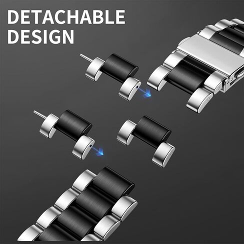 Compatible with Galaxy Watch 6 Band Classic 43mm 47mm 40mm 44mm/Samsung Galaxy Watch 4 Band Classic 40mm 44mm 42mm 46mm/Samsung Galaxy Watch 5 Band 40mm 44mm，No Gap Stainless Steel Metal Band in Kuwait