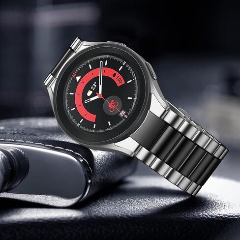 Compatible with Galaxy Watch 6 Band Classic 43mm 47mm 40mm 44mm/Samsung Galaxy Watch 4 Band Classic 40mm 44mm 42mm 46mm/Samsung Galaxy Watch 5 Band 40mm 44mm，No Gap Stainless Steel Metal Band in Kuwait