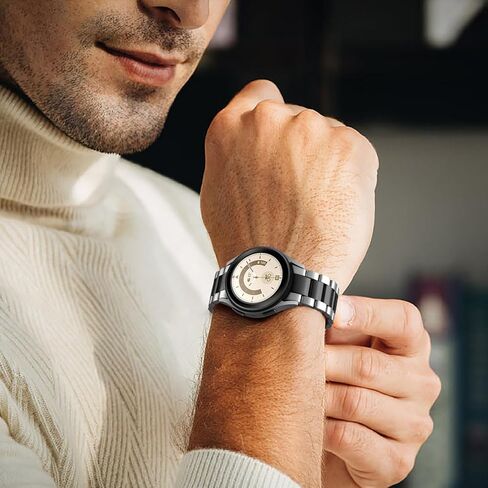 Compatible with Galaxy Watch 6 Band Classic 43mm 47mm 40mm 44mm/Samsung Galaxy Watch 4 Band Classic 40mm 44mm 42mm 46mm/Samsung Galaxy Watch 5 Band 40mm 44mm，No Gap Stainless Steel Metal Band in Kuwait