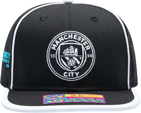 Manchester City 'Zero' Adjustable Snapback Soccer Hat (Black/White) in Saudi Arabia