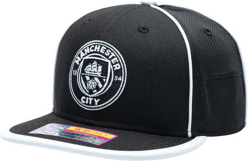 Manchester City 'Zero' Adjustable Snapback Soccer Hat (Black/White) in Saudi Arabia