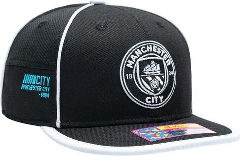 Manchester City 'Zero' Adjustable Snapback Soccer Hat (Black/White) in Saudi Arabia