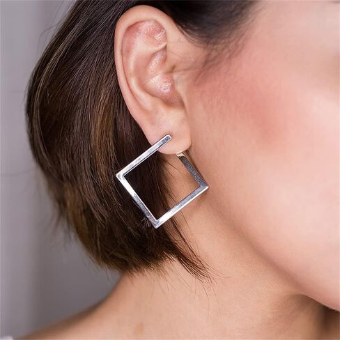 الحد الأدنى مستطيل استرخى أقراط للنساء الفتيات هندسية كبيرة ساحة سحر قطرة تتدلى الأزياء خفيفة الوزن Y2K حزب مجوهرات هدايا in Kuwait