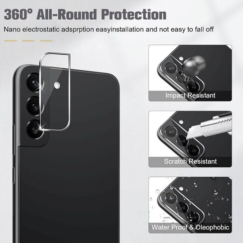 [3+2 Pack] Galaxy S22 Privacy Tempered Glass Screen Protector with 2 Pack Camera Lens Protector, Fingerprint Unlock, 9H Hardness Scratch Resistant, Bubble-free, for Samsung Galaxy S22 5G (6.1 Inch) in Saudi Arabia