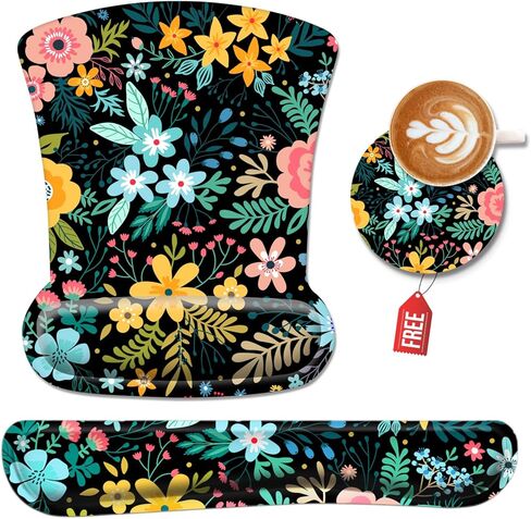 Ergonomic Mouse Pad and Keyboard Wrist Rest, Mouse Pad Wrist Support with Non Slip Rubber Base Mousepad Set + Coaster for Office Computer, Laptop, Easy Typing & Pain Relief, Bluish in Saudi Arabia