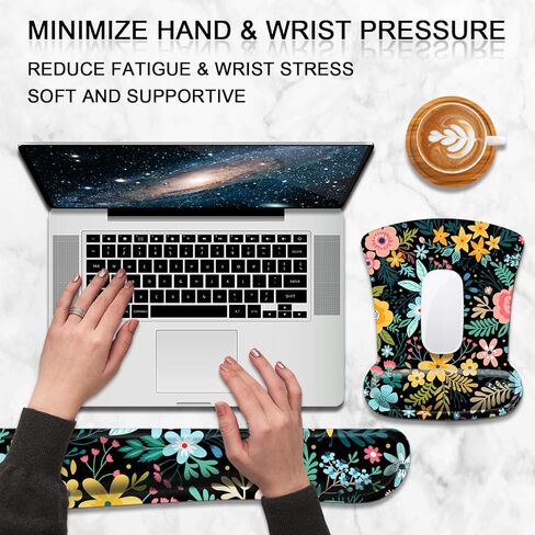 Ergonomic Mouse Pad and Keyboard Wrist Rest, Mouse Pad Wrist Support with Non Slip Rubber Base Mousepad Set + Coaster for Office Computer, Laptop, Easy Typing & Pain Relief, Bluish in Saudi Arabia