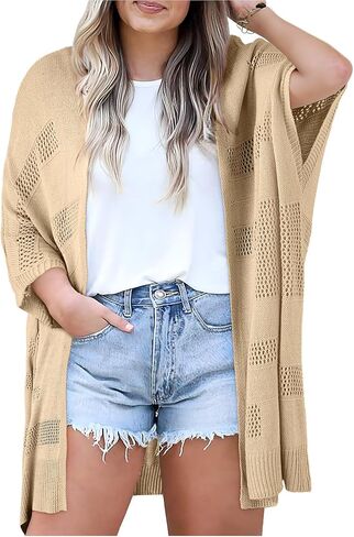 Eytino Women Plus Size Summer Cardigan Half Sleeve Open Front Lightweight Soft Knit Cardigans Sweaters Outwear(1X-5X) in Saudi Arabia