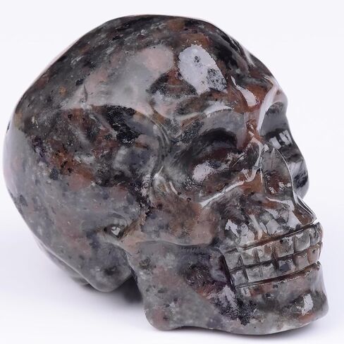 1.9 Inch Flame Yooperlite Stone Crystal Skulls Decor,Human Skull Sculpture Statues Healing Crystal Decor,Halloween Skull Figurines,Home Office Decoration Christmas Meditation Gifts for Men Women in Saudi Arabia
