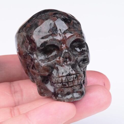 1.9 Inch Flame Yooperlite Stone Crystal Skulls Decor,Human Skull Sculpture Statues Healing Crystal Decor,Halloween Skull Figurines,Home Office Decoration Christmas Meditation Gifts for Men Women in Saudi Arabia