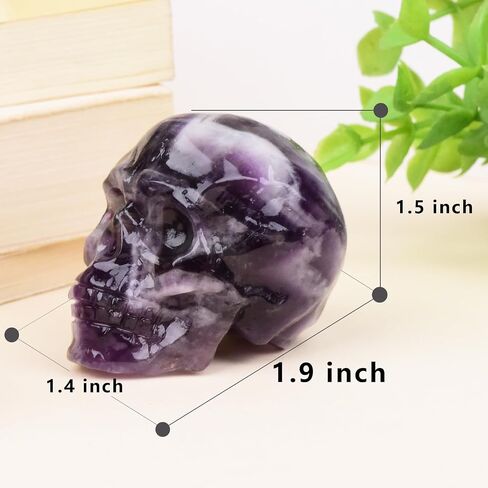 1.9 Inch Flame Yooperlite Stone Crystal Skulls Decor,Human Skull Sculpture Statues Healing Crystal Decor,Halloween Skull Figurines,Home Office Decoration Christmas Meditation Gifts for Men Women in Saudi Arabia