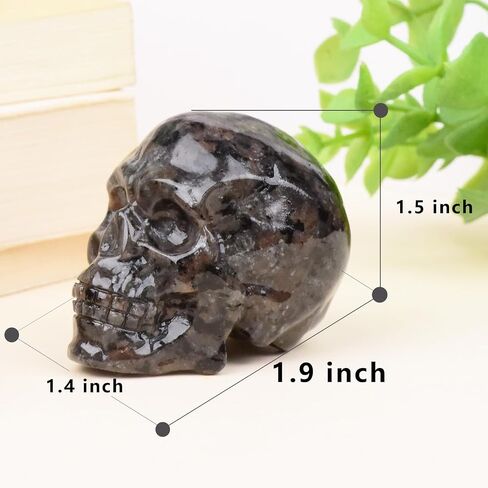 1.9 Inch Flame Yooperlite Stone Crystal Skulls Decor,Human Skull Sculpture Statues Healing Crystal Decor,Halloween Skull Figurines,Home Office Decoration Christmas Meditation Gifts for Men Women in Saudi Arabia