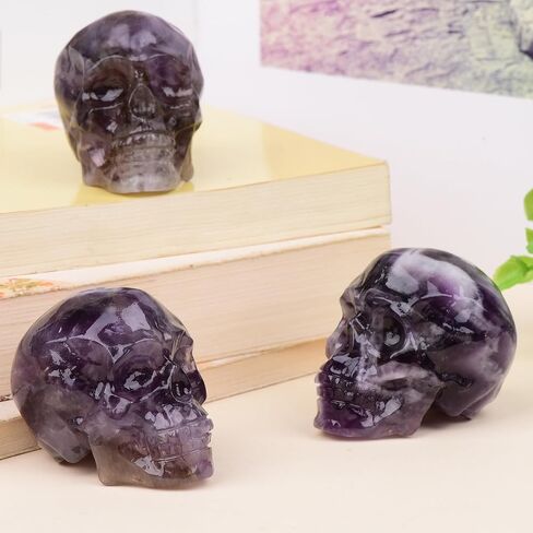 1.9 Inch Flame Yooperlite Stone Crystal Skulls Decor,Human Skull Sculpture Statues Healing Crystal Decor,Halloween Skull Figurines,Home Office Decoration Christmas Meditation Gifts for Men Women in Saudi Arabia