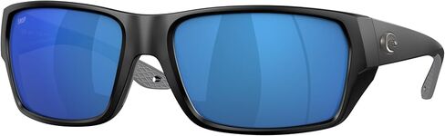 Costa Del Mar Tailfin 6S9113 911308 60MM Matte Black/Blue Mirror Polarized Rectangle Sunglasses for Men + BUNDLE with Designer iWear Complimentary Eyewear Kit in Saudi Arabia