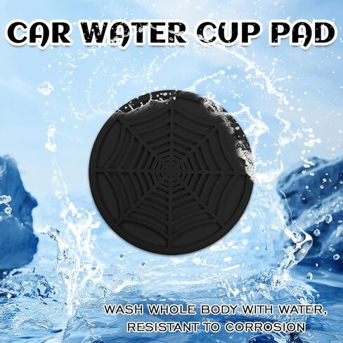 4PCS Spider Web Car Cup Holder Coaster, 2.75 Inch Silicone Non-Slip Insert Car Drink Decor Pads, Universal Eco-Friendly Gothic Interior Accessories for Men Women (Black) in Saudi Arabia