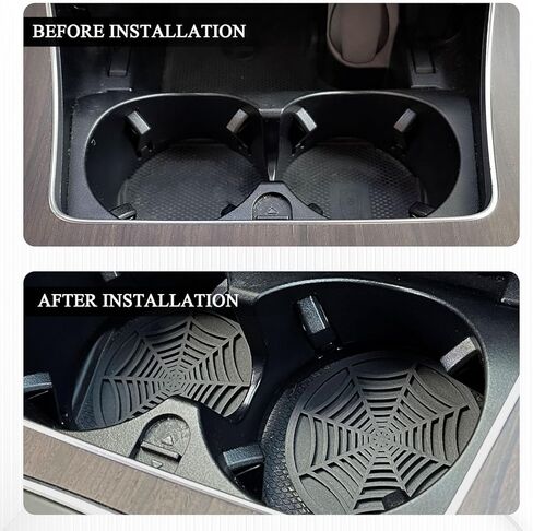 4PCS Spider Web Car Cup Holder Coaster, 2.75 Inch Silicone Non-Slip Insert Car Drink Decor Pads, Universal Eco-Friendly Gothic Interior Accessories for Men Women (Black) in Saudi Arabia