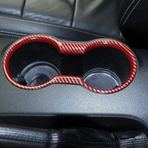 CheroCar Cup Holder Cover Frame Trim for Ford Mustang 2015-2020, Interior Accessories (Red) in Saudi Arabia