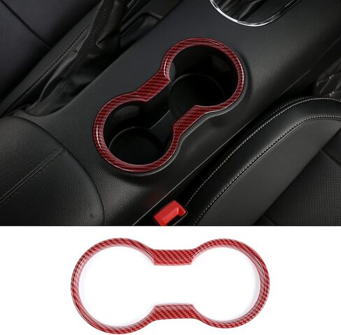 CheroCar Cup Holder Cover Frame Trim for Ford Mustang 2015-2020, Interior Accessories (Red) in Saudi Arabia