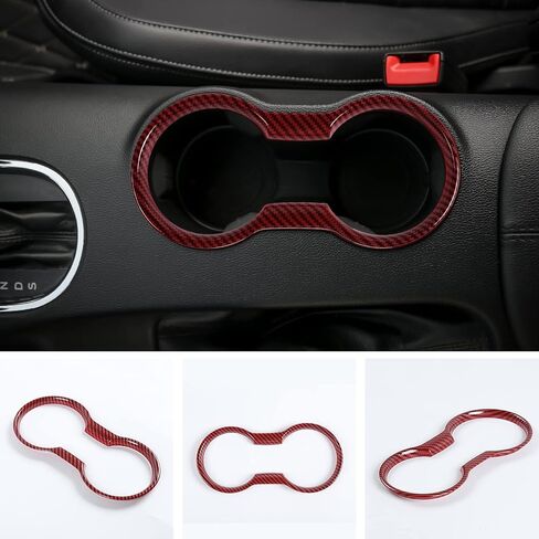 CheroCar Cup Holder Cover Frame Trim for Ford Mustang 2015-2020, Interior Accessories (Red) in Saudi Arabia