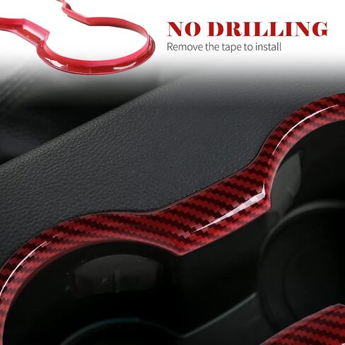 CheroCar Cup Holder Cover Frame Trim for Ford Mustang 2015-2020, Interior Accessories (Red) in Saudi Arabia