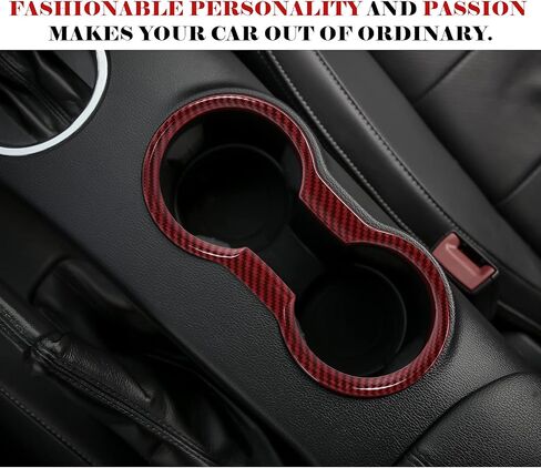 CheroCar Cup Holder Cover Frame Trim for Ford Mustang 2015-2020, Interior Accessories (Red) in Saudi Arabia