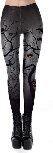 GLUDEAR Women's Halloween Print High Waist Leggings Stretch Full Length Tights Workout Pants in Saudi Arabia
