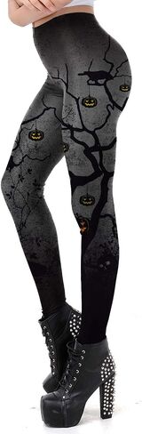 GLUDEAR Women's Halloween Print High Waist Leggings Stretch Full Length Tights Workout Pants in Saudi Arabia