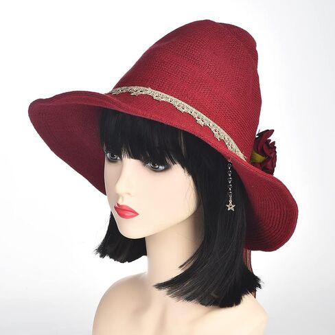 Women Witch Hat Wool Knitted Cap Halloween Wizard Cap Mardi Gras Hat Headwear in Saudi Arabia