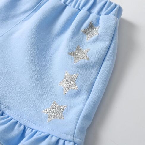 VIKITA Girls Cotton Outfits Sparkling Cute Cartton T Shirt Tank Top and Shorts Fashion Clothing Set for Summer in Saudi Arabia