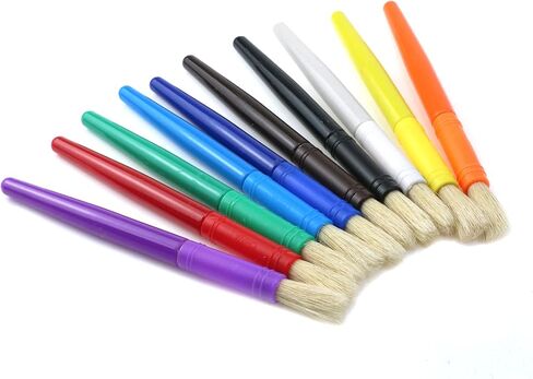 مجموعة فرش الرسم الفنية السمينة توفر فرشاة بشعيرات خنزير قابلة للغسل بطول 17 سم/6.69 بوصة لطلاب مرحلة ما قبل المدرسة طلاء درجات الحرارة المدرسية للمبتدئين هدية فنية من الأكريليك، زيت 10 قطع بألوان متنوعة in Kuwait