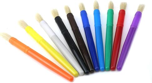 مجموعة فرش الرسم الفنية السمينة توفر فرشاة بشعيرات خنزير قابلة للغسل بطول 17 سم/6.69 بوصة لطلاب مرحلة ما قبل المدرسة طلاء درجات الحرارة المدرسية للمبتدئين هدية فنية من الأكريليك، زيت 10 قطع بألوان متنوعة in Kuwait