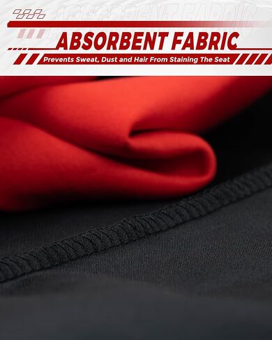 غطاء مقعد منشفة من Seat Armor مناسب لسيارة Corvette C8، غطاء مقعد منشفة رائع عالمي غير قابل للانزلاق وقابل للغسل للياقة البدنية والجري والكلاب، واقي مقعد العرق قابل للغسل (خطوط حمراء وسوداء، عبوة واحدة) in Kuwait
