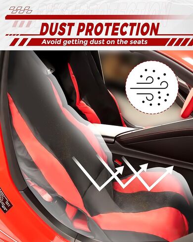 غطاء مقعد منشفة من Seat Armor مناسب لسيارة Corvette C8، غطاء مقعد منشفة رائع عالمي غير قابل للانزلاق وقابل للغسل للياقة البدنية والجري والكلاب، واقي مقعد العرق قابل للغسل (خطوط حمراء وسوداء، عبوة واحدة) in Kuwait