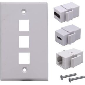 6 Ports Wall Plate, HDMI & USB & RJ45 Female to Female Keystone Jack Module Wall Plate, 2 Ports HDMI 4K + 2 Ports USB 3.0 + 1 Port USB3.1 Type C + 1 Port CAT6 RJ45 Outlet Socket Wall Plate