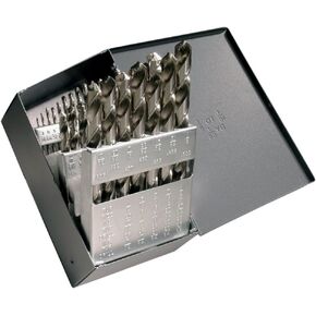 Cleveland C72198 CLE-MAX 29 Piece High Speed Steel General Purpose Jobber Length Drill Bit Set, Uncoated (Bright) Finish, Round Shank, Spiral Flute, 118 Degrees Conventional Point, 1/16" to 1/2" Size