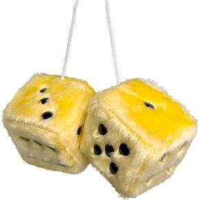 Pair 3" White Fuzzy Plush Dice Shape Decor for Car Rearview Mirror, Retro Square Decoration Dice for Car Hanging Accessories (Green)