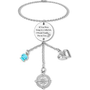 Friendship Hanging Ornaments Car Pendant for Home Vehicle Best Friend Rearview Mirror Pendant for Women Friends Jellyfish Gift Jellyfish Lovers Gifts Stainless Steel Car Mirror Accessories Ornaments