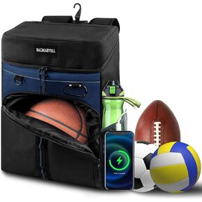 Basketball Backpack, Youth Basketball Bag for Men&Women Large Basketball Equipment Outdoor Sports Bags for Soccer Bag, Volleyball Bag, Gym Bag with Independent Ball Rack and Shoe Compartment