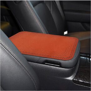 Car Center Console Cover, Suede Auto Armrest Storage Box Pad, Waterproof Non Slip Armrest Seat Box Protector, Skin-Friendly Washable Armrest Mat, Universal Car Accessories (Beige)