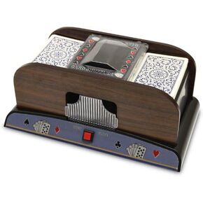 ماكينة خلط الورق الأوتوماتيكية المكونة من طابقين - آلة بطاقات اللعب الخشبية الكهربائية الفاخرة - معدات موزع الكازينو الكلاسيكية وملحقات ألعاب الطاولة - الدراجة، Magic the Gathering، Yugioh TCG in Kuwait