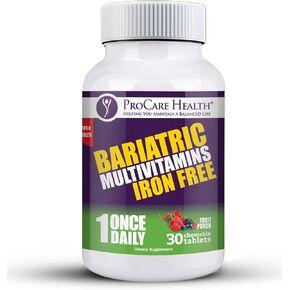 ProCare Health | Once Daily Bariatric Multivitamin | Chewable | Iron Free l Fruit Punch | 30 Count