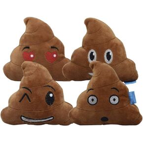 2Pack Pet Dog Squeak Toy Funny Face Expression Plush Poop Shape Stuffing Squeaking Puppy Playtoy for Small Dogs Puppy